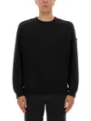 Stone Island Organic Cotton Crewneck Sweatshirt In Black