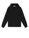 Stone Island Hooded Sweatshirt With Front Pocket And Ribbed Cuffs In Black