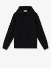Stone Island Hooded Sweatshirt With Front Pocket And Ribbed Cuffs In Black