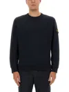 Stone Island Organic Cotton Crewneck Sweatshirt In Black