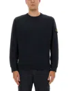 Stone Island Navy Soft Organic Cotton Crewneck Sweater In Blue