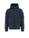 Stone Island Hoodie With Zip And Sleeve Pockets In Blue