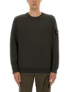 Stone Island Crew Neck Sweater Ribbed Finish In Gray