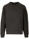 Stone Island Navy Blue Crew Neck Sweater With Signature Compass Badge In Black