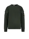 Stone Island Brushed Organic Cotton Fleece Sweatshirt With Ribbed Inserts In Multi