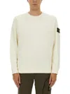 Stone Island Wool Blend Sweatshirt With Iconic Logo Patch And Timeless Design In White