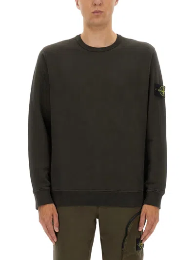 Stone Island Organic Cotton Sweatshirt With Minimalist Design In Black