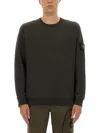 Stone Island Crew Neck Sweater Ribbed Finish In Black