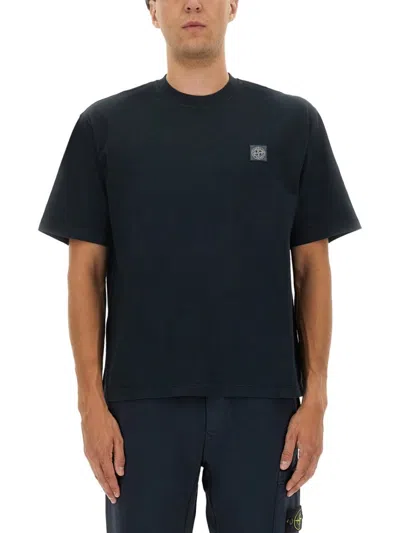 Stone Island Organic Cotton T-shirt In Blue