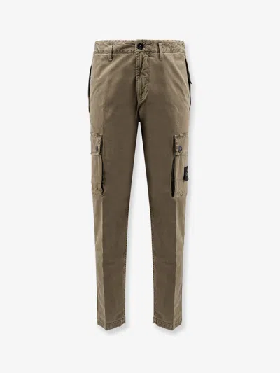 Stone Island Organic Cotton Trousers In Green