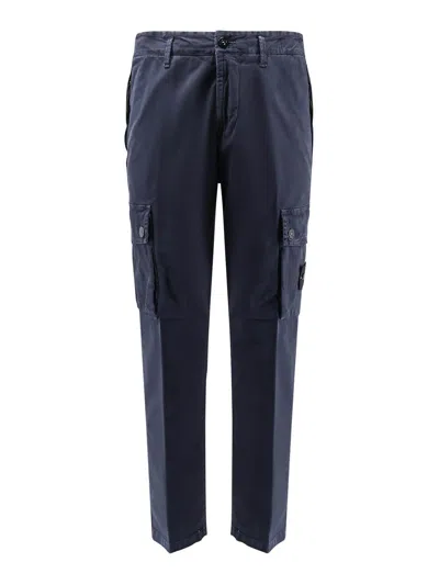 Stone Island Organic Cotton Trousers In Blue