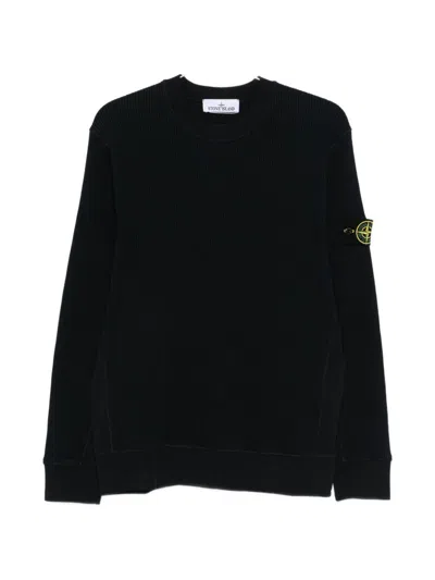 Stone Island Black Crew Neck Sweatshirts
