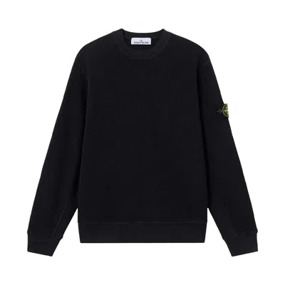Pre-owned Stone Island Organic Cotton Waffle Fleece Crewneck Sweatshirt 'black' | Men's Size M