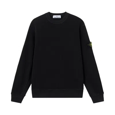 Pre-owned Stone Island Organic Cotton Waffle Fleece Sweatshirt 'black' | Men's Size M