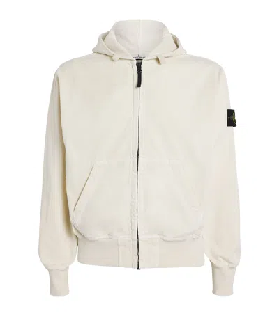 Stone Island Organic Panama Cotton Hoodie In White