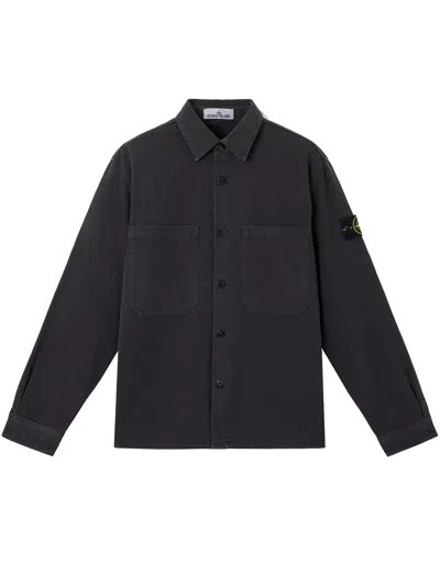Stone Island Organic Panama Cotton Old Effect In Black