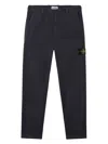 Stone Island Organic Panama Cotton Old Effect Pants In Black