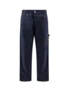 Stone Island Soft Velvet Trousers With Pockets And Loops In Blue