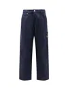 Stone Island Soft Velvet Trousers With Pockets And Loops In Blue