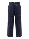Stone Island Soft Velvet Trousers With Pockets And Loops In Blue