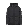 Stone Island Blue Down Jacket With Drawstring Hood And Logo Patch On The Sleeve In Tech Fabric Man In Blue