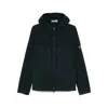 Stone Island Short Parka With Elastic Hem And Hood In Blue