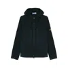 Stone Island Short Parka With Elastic Hem And Hood In Blue