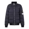 Stone Island Quilted High Collar Bomber Jacket In Blue