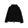 Stone Island Hooded Corduroy Jacket In Black