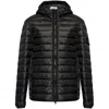 Stone Island Compass-logo Hooded Down Jacket In Black