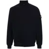 Stone Island Sweater Wool Blend Standing Collar In Blue