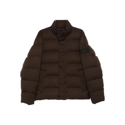Stone Island Down Jacket In Brown