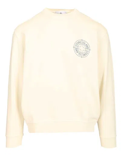 Stone Island Outline Compass Sweatshirts White In Neutral