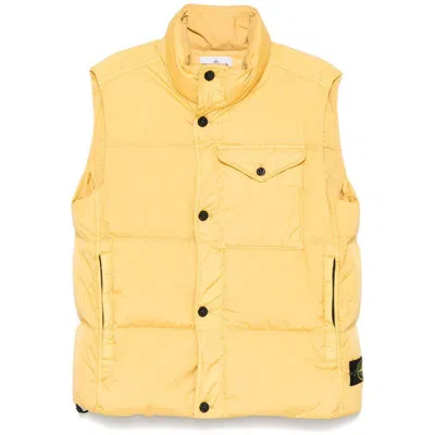 Stone Island Crinkled Gilet In Yellow