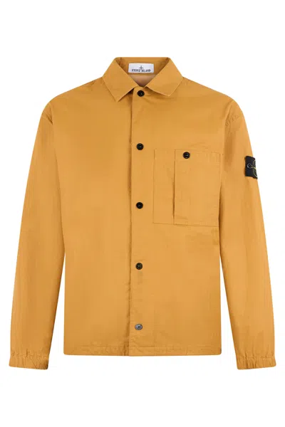 Stone Island Over Shirt In Ripstop Organic Cotton In Orange