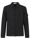 Stone Island Black Overshirt With Zip Closure In Black