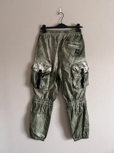 Pre-owned Stone Island Overdyed Membrana Back Pocket Cargo Pants In Green