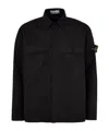 Stone Island Compass-patch Zip-up Overshirt In Black