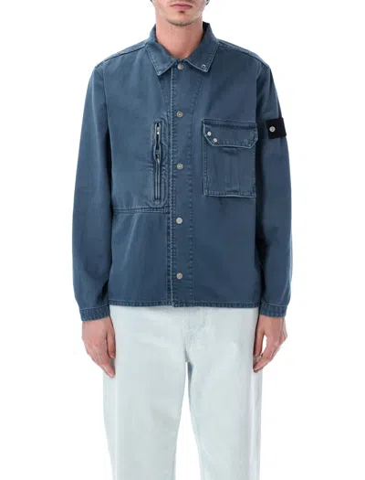 Stone Island Overshirt Denim In Blue
