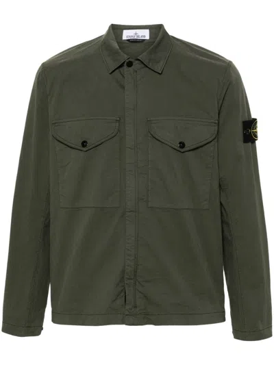 Stone Island Compass-badge Shirt Jacket In Musk