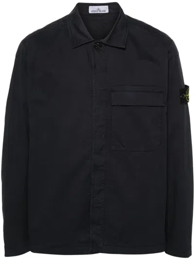 Stone Island Compass-badge Shirt Jacket In Blue