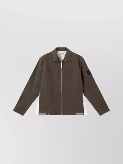 Stone Island Overshirt In Resin Canvas In Black