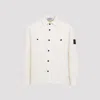 Stone Island Ivory White Cotton Overshirt In Neutral