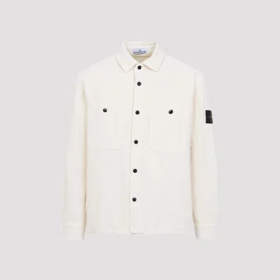 Stone Island Ivory White Cotton Overshirt