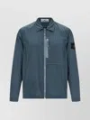 Stone Island Overshirt With Logo Badge And Chest Pocket In Blue