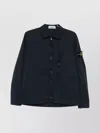 Stone Island Overshirt With Long Sleeves And Point Collar In Blue