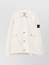 Stone Island Overshirt With Patch Pockets And Snap Cuffs In White