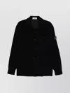 Stone Island Overshirt With Ribbed Texture And Pockets In Black