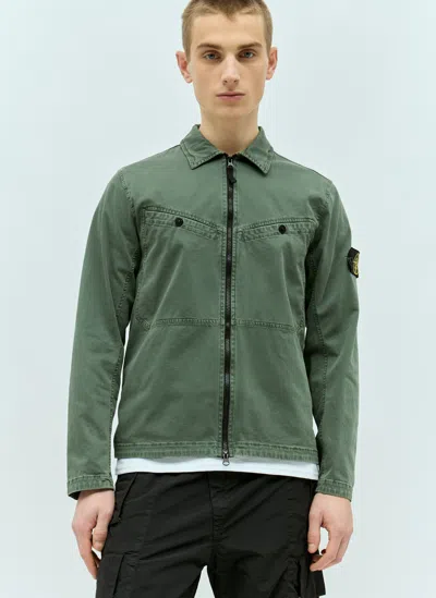 Stone Island Overshirt With Signature Compass Patch In Green