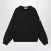 Stone Island Oversized Fit Crewneck Sweatshirt In Brushed Organic Cotton Fleece Clothing In Black